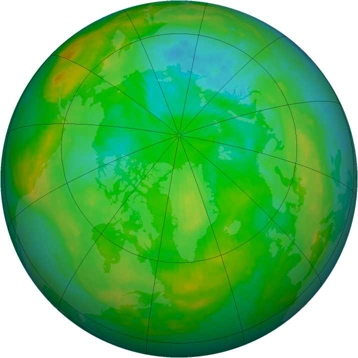 Arctic ozone map for 14 July 1986